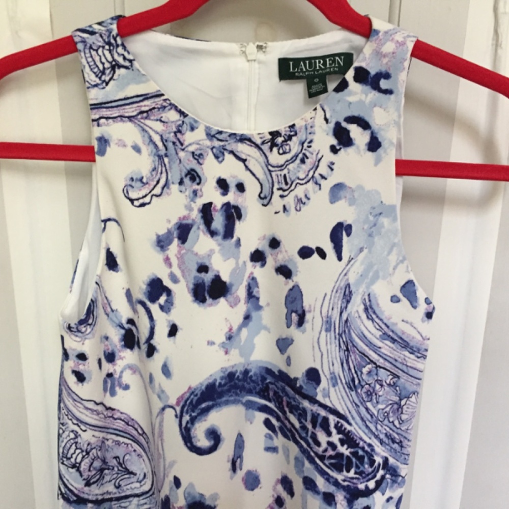 Lauren Ralph Lauren White and Blue Paisley Dress - Picture 5 of 16